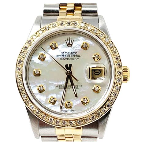 Rolex 16013 Datejust 36mm White MOP Diamond Dial 18K 